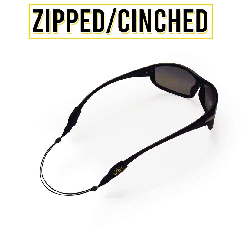 Cablz Zipz XL Adjustable Eyewear Retainer | Adjustable, Lightweight, Low Profile, Off-The-Neck Eyewear Retainer Strap | Black | 12" w/XL Tip - Image 3